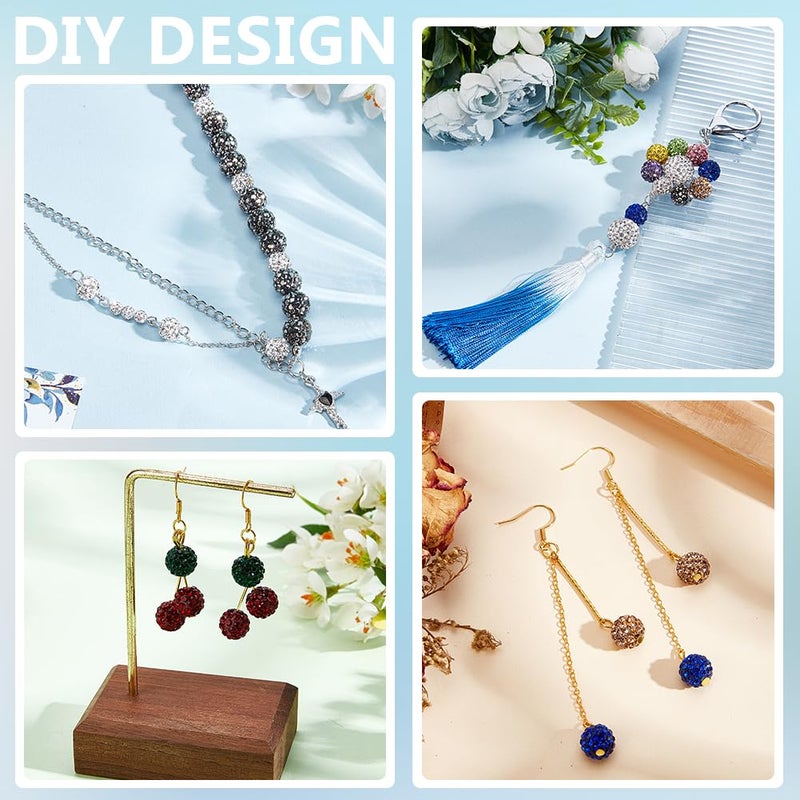 PH PandaHall About 100pcs 10mm Blue Rhinestone Beads Blue Polymer Clay Crystal Bead Pave Disco Ball Clay Beads Round Diamond Bead for Necklace Bracelet Jewelry Making Party Decoration - Image 5